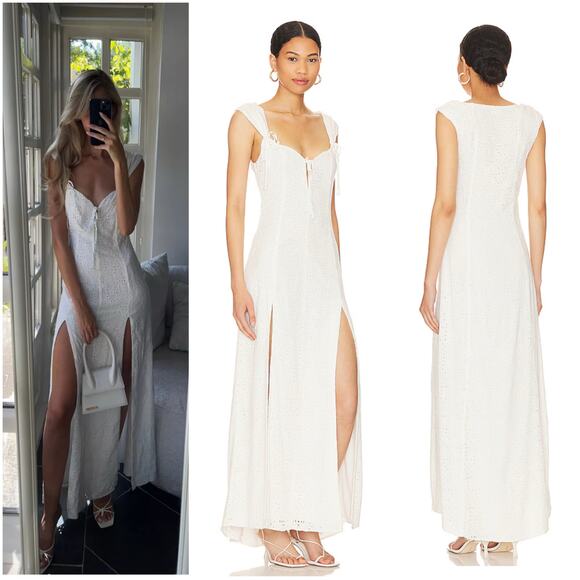 LPA Gabriella Eyelet White Maxi Sundress Dress Small - Picture 2 of 8